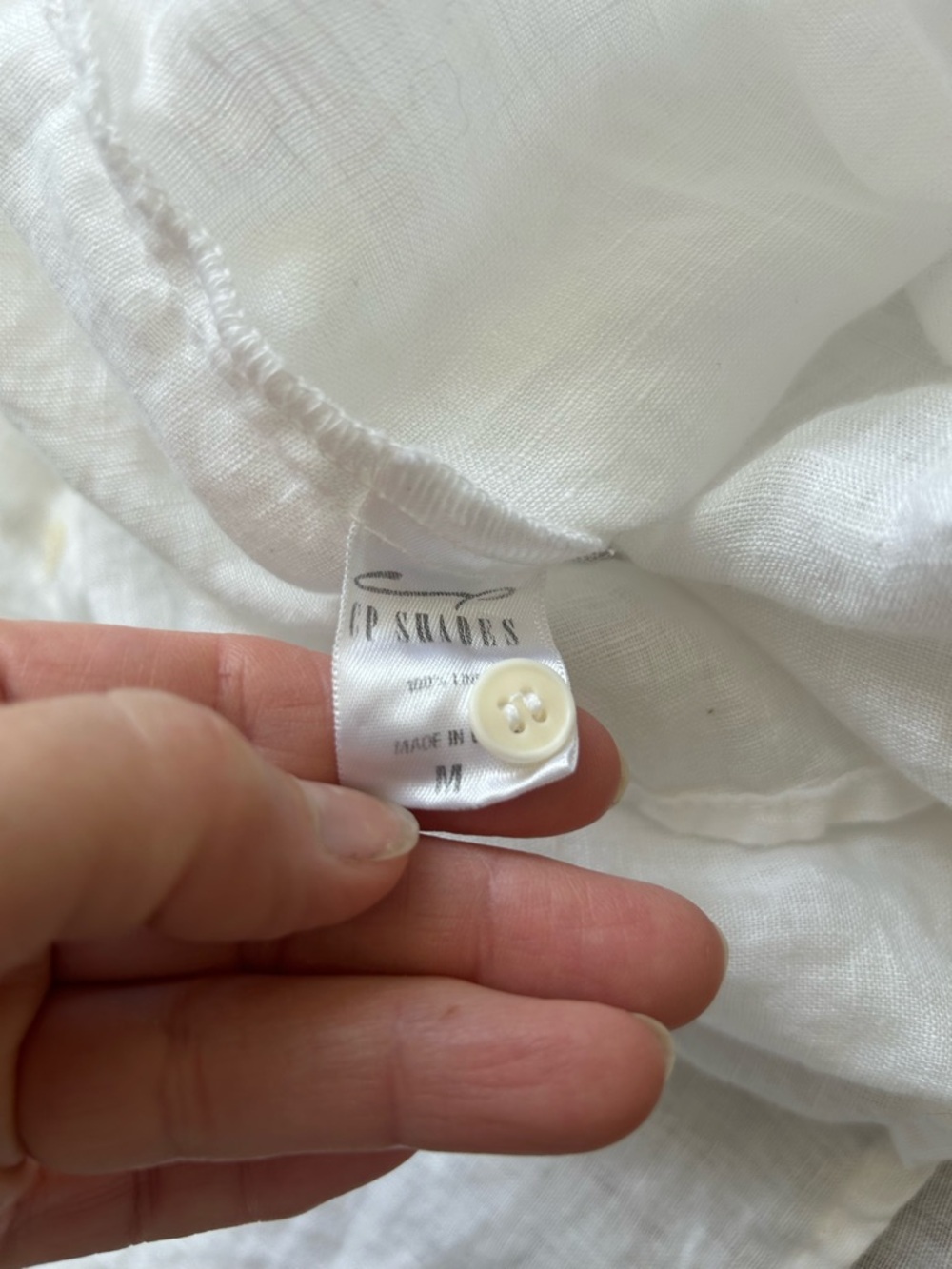 CP Shades White Linen Button-Down Shirt, M - Picture 6 of 6
